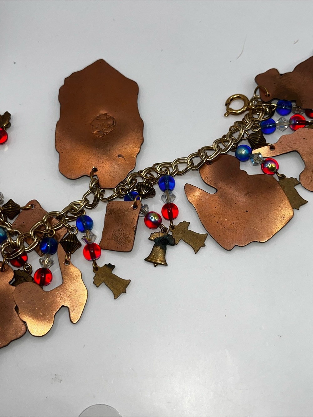 RARE!! Designs From The Deep decoupage Patriotic Americana Charm Bracelet - Picture 12 of 16